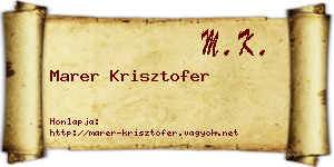 Marer Krisztofer névjegykártya